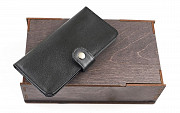 Подарочный набор: клатч на кнопке мини с обработанными краями+ коробка из дерева Глазов