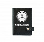 Обложка на автодокументы на кнопке с кармашками Документы Мерседес ,черная Глазов