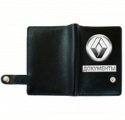 Обложка на автодокументы на кнопке с кармашками Документы Рено ,черная Глазов