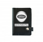 Обложка на автодокументы на кнопке с кармашками Документы Форц ,черная Глазов